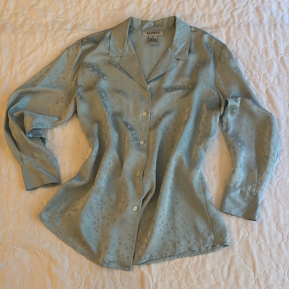 Vintage 100% silk light blue shirt